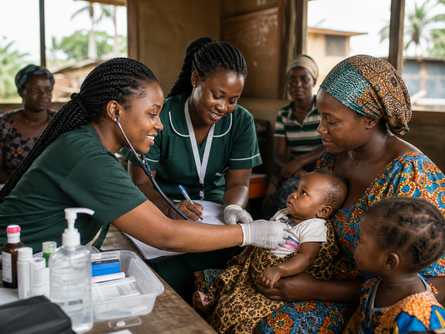 Healthcare volunteers supporting community members